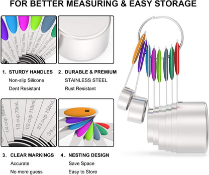 Stainless Steel Measuring Cups and Spoons Set of 16