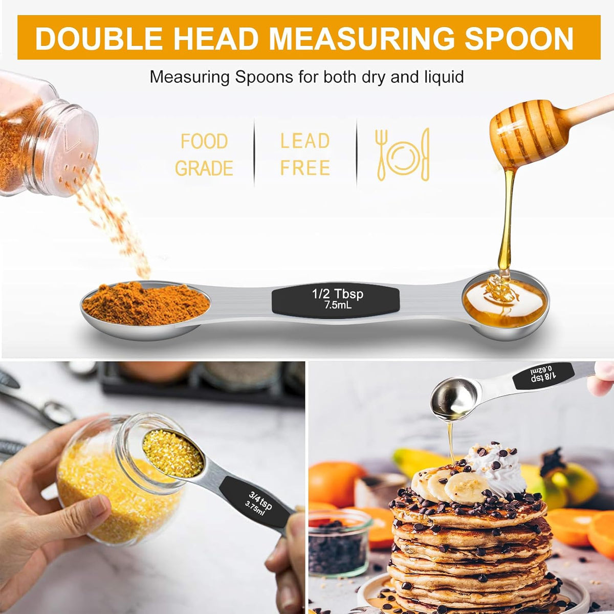 Stainless Steel Measuring Cups and Spoons Set of 16