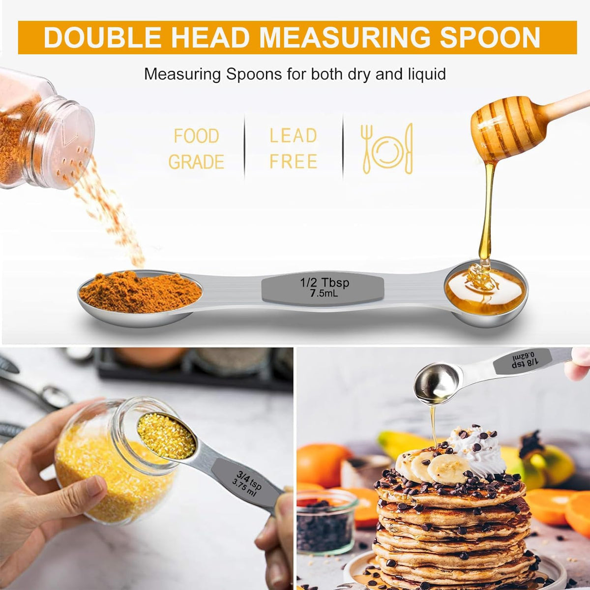 Stainless Steel Measuring Cups and Spoons Set of 16