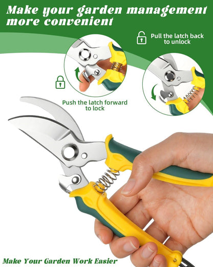 3 Pack Garden Pruning Shears Scissors Clippers (Yellow) | Gardening Shears, Gardening Shears, Pruning Snips for Gardening Tools, Securely Lock, Non-Slip, Ergonomically Designed