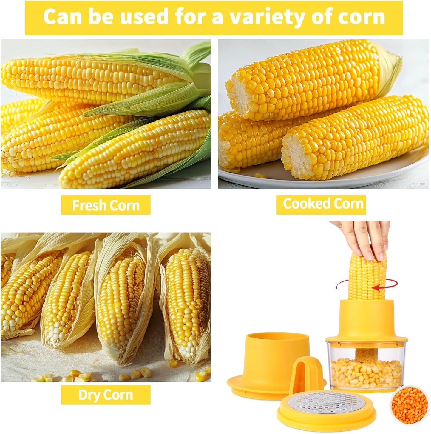 Corn Cob Strippe,Corn Peeler for Corn on the Cob,Corn Kernel Remover Tool with Anti Slip Cover,Corn Cutter Easy to Use