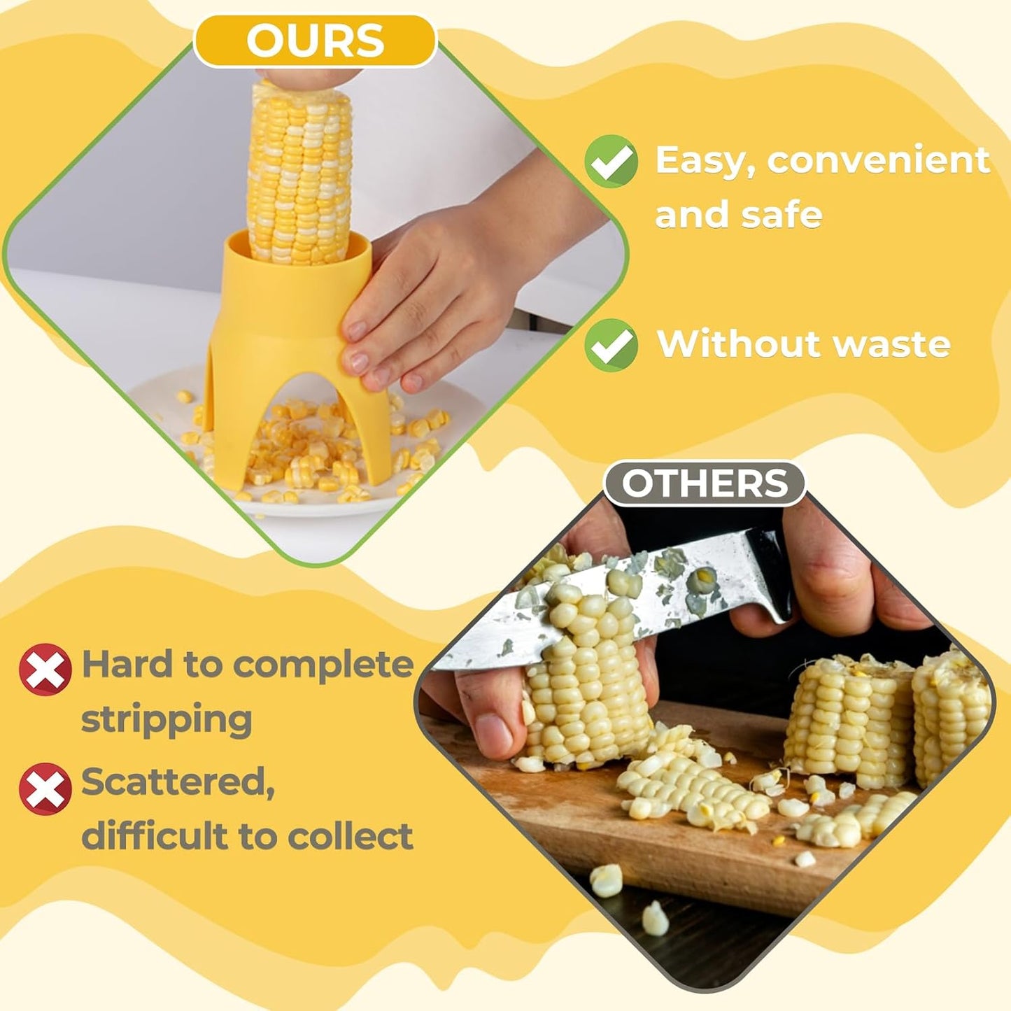 Corn Cob Strippe,Corn Peeler for Corn on the Cob,Corn Kernel Remover Tool with Anti Slip Cover,Corn Cutter Easy to Use