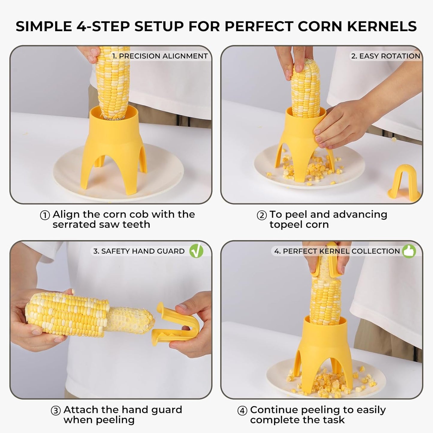 Corn Cob Strippe,Corn Peeler for Corn on the Cob,Corn Kernel Remover Tool with Anti Slip Cover,Corn Cutter Easy to Use