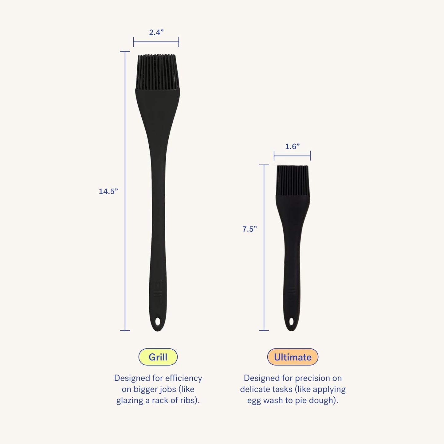 Premium Silicone Basting Brush - Heat Resistant BBQ, Pastry, Turkey Brush - Perfect for Cooking, Grilling, and Baking - Ultimate, Navy