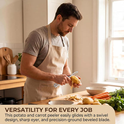 Kitchen vegetable peeler Stainless steel rotary peeler for vegetable and carrot fruit，with ergonomic safety and control handle-Dishwasher Safety