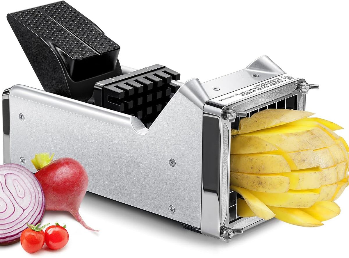 French Fry Cutter, 1/2 Inch Stainless Steel Blade, Black
