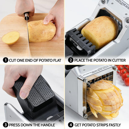 French Fry Cutter, 1/2 Inch Stainless Steel Blade, Black