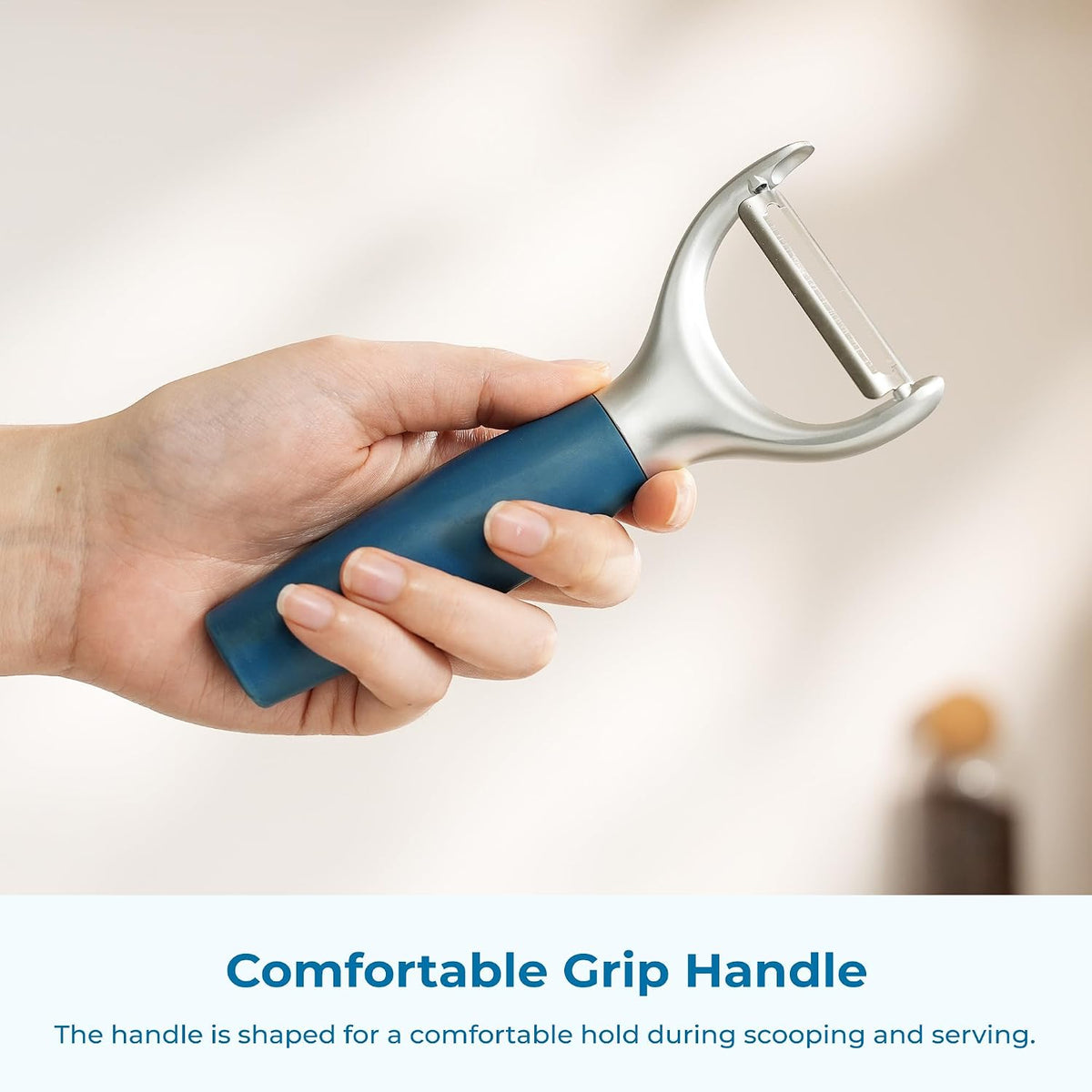 Vegetable Peeler, Stainless Steel Y-Peeler with Sharp Swivel Blade, Premium Zinc Alloy Construction, Ergonomic TPE Non-Slip Grip Handle, Blue