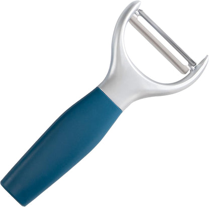 Vegetable Peeler, Stainless Steel Y-Peeler with Sharp Swivel Blade, Premium Zinc Alloy Construction, Ergonomic TPE Non-Slip Grip Handle, Blue