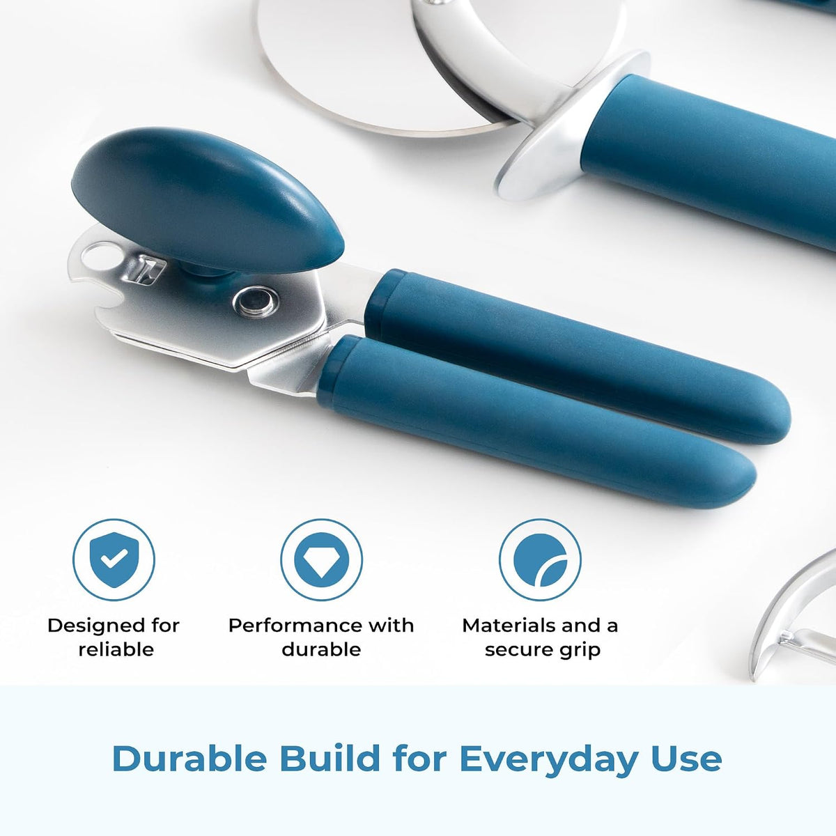 Vegetable Peeler, Stainless Steel Y-Peeler with Sharp Swivel Blade, Premium Zinc Alloy Construction, Ergonomic TPE Non-Slip Grip Handle, Blue