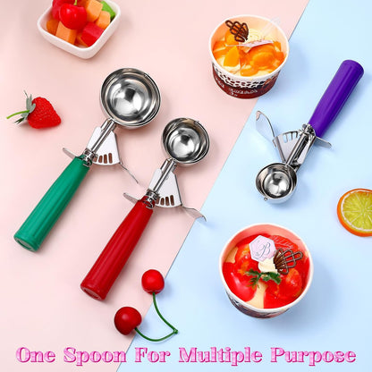 6 Pcs Ice Cream Scoops, Cookie Scoops for Baking Stainless Steel Ice Cream Scoop Cookie Dough Scoop Scooper 1.57" to 2.76" Portion Scooper Cupcake Food Batter Meatball (0.8-3.7oz)