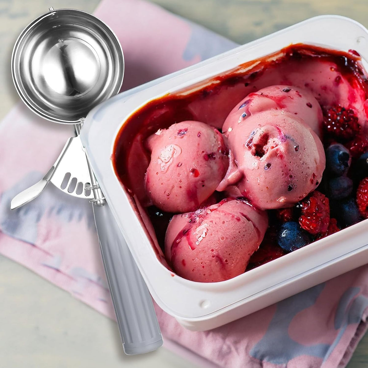 6 Pcs Ice Cream Scoops, Cookie Scoops for Baking Stainless Steel Ice Cream Scoop Cookie Dough Scoop Scooper 1.57" to 2.76" Portion Scooper Cupcake Food Batter Meatball (0.8-3.7oz)