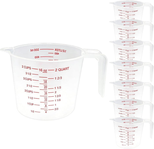 8 Pcs 2 Cup/16 Oz Plastic Measuring Cups With Spout And Handle | 500ml Clear Graduated Measuring Cups With Oz And Ml Markings For Water, Flour, Liquids, Baking, Cooking And Mixing