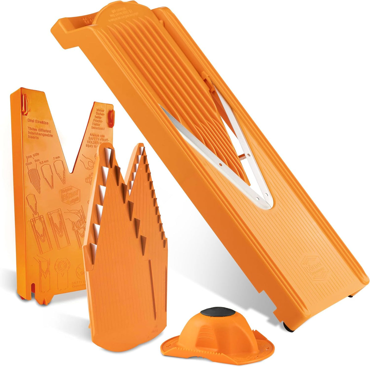 Mandoline Food Slicer V3 (Starter Set) by Reston Lloyd • V-Slicer with Blade Storage & Safety Food Holder • Made in Germany • Fruit & Vegetable Chopper • Multiple Settings: White
