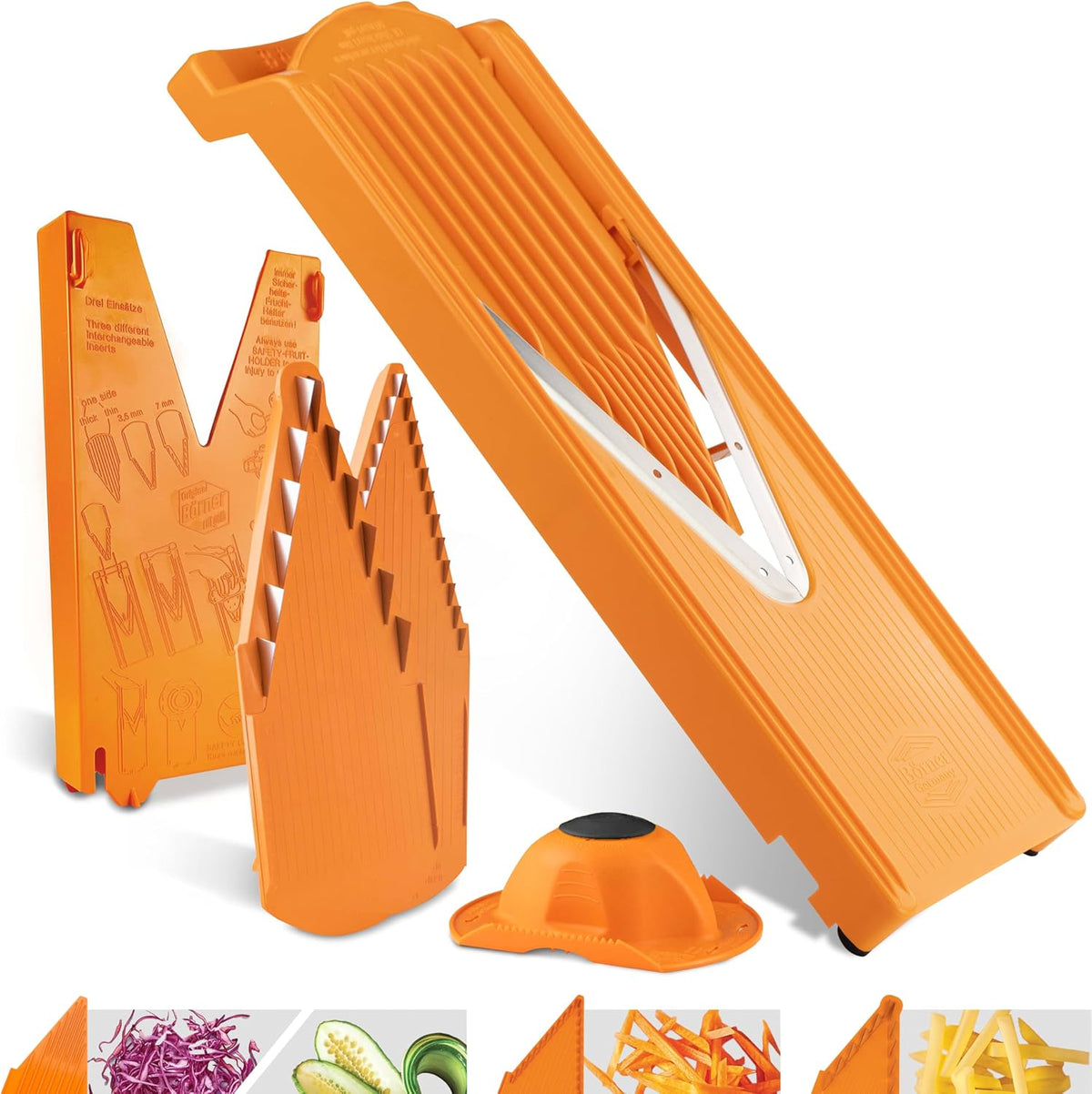 Mandoline Food Slicer V3 (Starter Set) by Reston Lloyd • V-Slicer with Blade Storage & Safety Food Holder • Made in Germany • Fruit & Vegetable Chopper • Multiple Settings: White