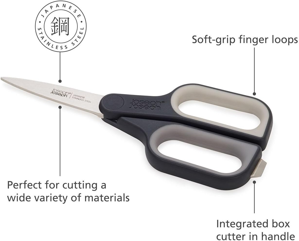 PowerGrip Kitchen Shears Scissors with Thumb Grip and Herb Stripper Separates for Cleaning Japanese Stainless-Steel, White/Green