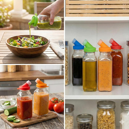 Green 16oz Glass Salad Dressing Shaker Bottle – Salad Dressing Container with Silicone Non-Metal Lid for Dressings, Oil Blends, Marinades