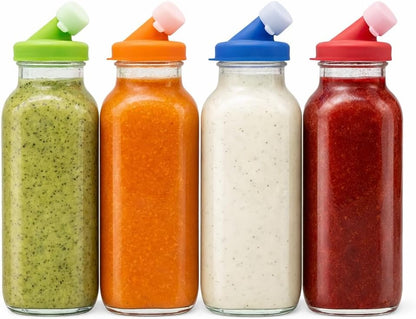 Green 16oz Glass Salad Dressing Shaker Bottle – Salad Dressing Container with Silicone Non-Metal Lid for Dressings, Oil Blends, Marinades