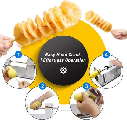 Manual Spiral Potato Cutter, Stainless Steel Tornado Twister with Blades for Curly Fries, DIY Potato Slicer for Home Kitchen, BBQ, Carrots, Cucumbers
