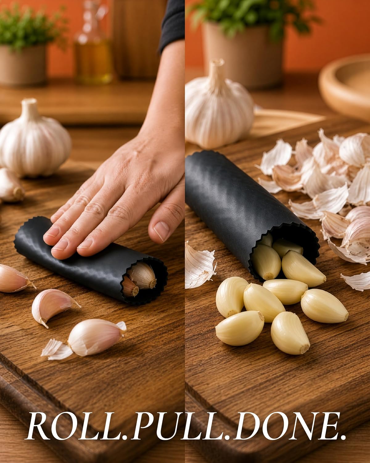 Large Premium Garlic Press Set - Bigger Bowl for Bigger Garlic - Rust Proof Garlic Mincer Tool - Easy-Squeeze, Easy-Clean Silicone Garlic Peeler & Brush (Silver)