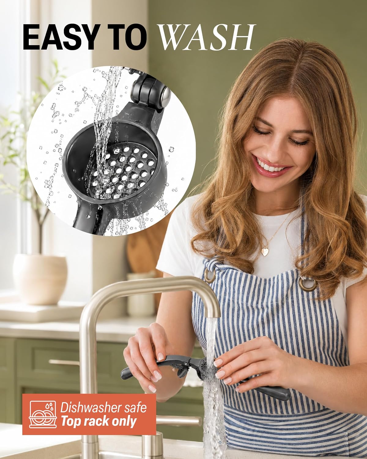 Large Premium Garlic Press Set - Bigger Bowl for Bigger Garlic - Rust Proof Garlic Mincer Tool - Easy-Squeeze, Easy-Clean Silicone Garlic Peeler & Brush (Silver)