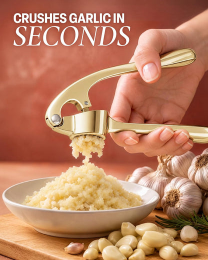 Large Premium Garlic Press Set - Bigger Bowl for Bigger Garlic - Rust Proof Garlic Mincer Tool - Easy-Squeeze, Easy-Clean Silicone Garlic Peeler & Brush (Silver)