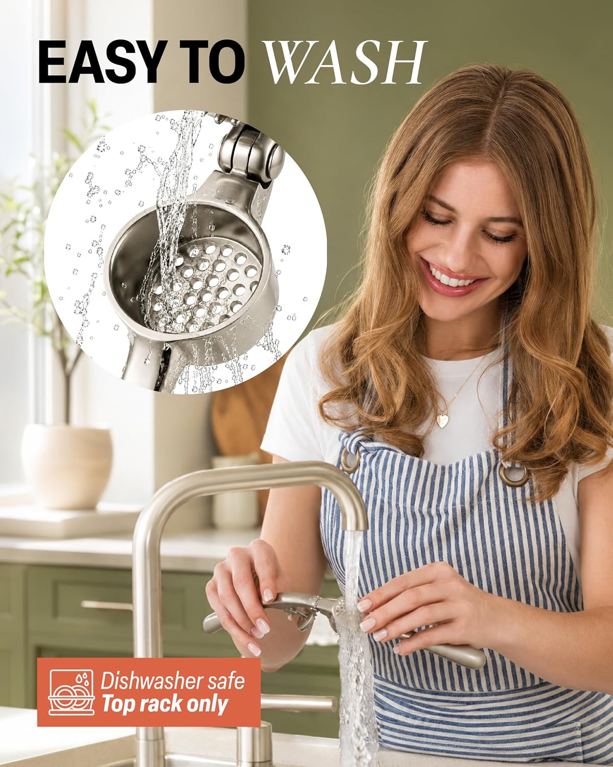Large Premium Garlic Press Set - Bigger Bowl for Bigger Garlic - Rust Proof Garlic Mincer Tool - Easy-Squeeze, Easy-Clean Silicone Garlic Peeler & Brush (Silver)
