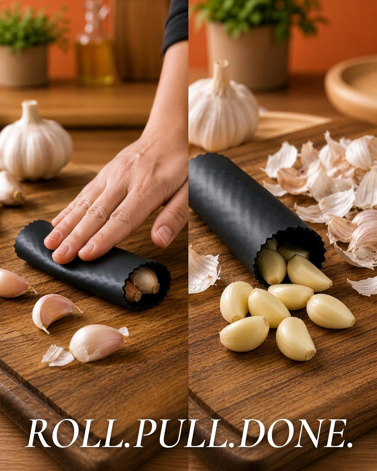 Large Premium Garlic Press Set - Bigger Bowl for Bigger Garlic - Rust Proof Garlic Mincer Tool - Easy-Squeeze, Easy-Clean Silicone Garlic Peeler & Brush (Silver)