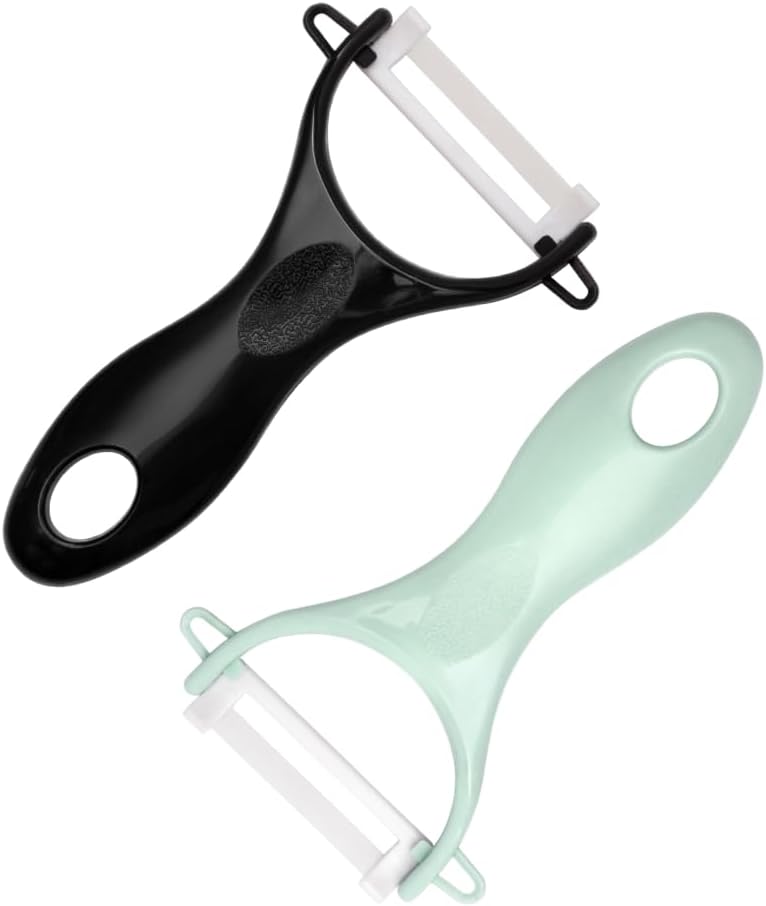 Vegetable Peelers for Kitchen - Ceramic Y Peeler - Potato/Carrot Peeler with Ergonomic Handle & Sharp Blade - Slicer for Veggies, Fruits, 2 Pcs