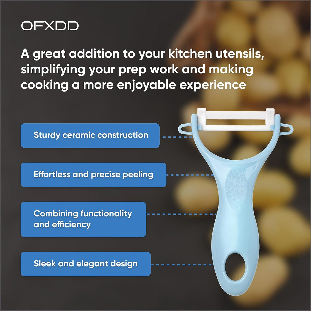 Vegetable Peelers for Kitchen - Ceramic Y Peeler - Potato/Carrot Peeler with Ergonomic Handle & Sharp Blade - Slicer for Veggies, Fruits, 2 Pcs