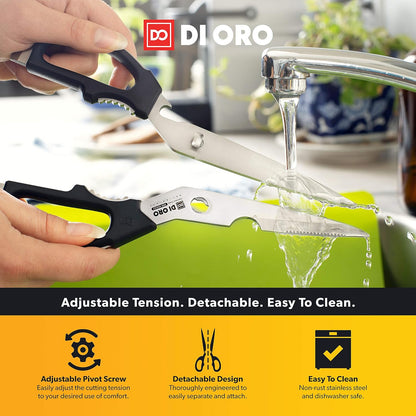 Heavy Duty Kitchen Shears - All Purpose - Sharp Scissors for Food, Meat, & Herbs - Stainless Steel Kitchen Shears Heavy Duty & Dishwasher Safe - Bone Cutting Scissors