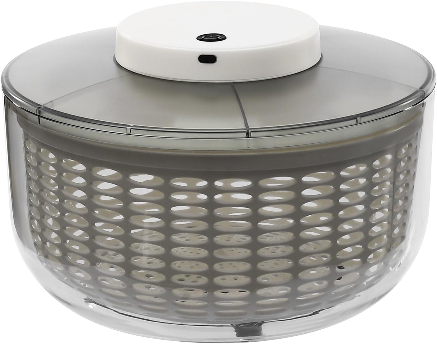 Electric Salad Spinner Round Gray Vegetable Spinn 1.59 Gallon/6 L Capacity Fruit Washer Dryer Ideal Kitchen Tool for Fast Wash, Spin & Dry Fresh Greens