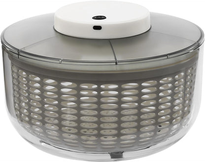 Electric Salad Spinner Round Gray Vegetable Spinn 1.59 Gallon/6 L Capacity Fruit Washer Dryer Ideal Kitchen Tool for Fast Wash, Spin & Dry Fresh Greens