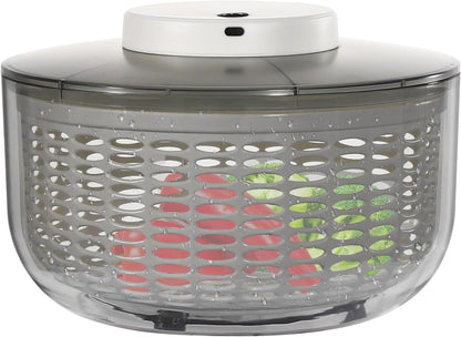 Electric Salad Spinner Round Gray Vegetable Spinn 1.59 Gallon/6 L Capacity Fruit Washer Dryer Ideal Kitchen Tool for Fast Wash, Spin & Dry Fresh Greens