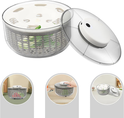 Electric Salad Spinner Round Gray Vegetable Spinn 1.59 Gallon/6 L Capacity Fruit Washer Dryer Ideal Kitchen Tool for Fast Wash, Spin & Dry Fresh Greens