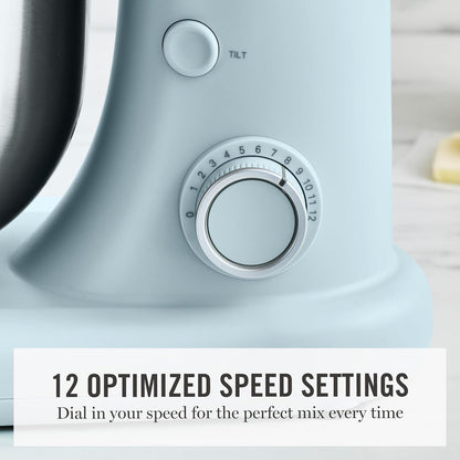 5.3QT Tilt Head Stand Mixer, 12 Speeds, Stainless Steel Bowl