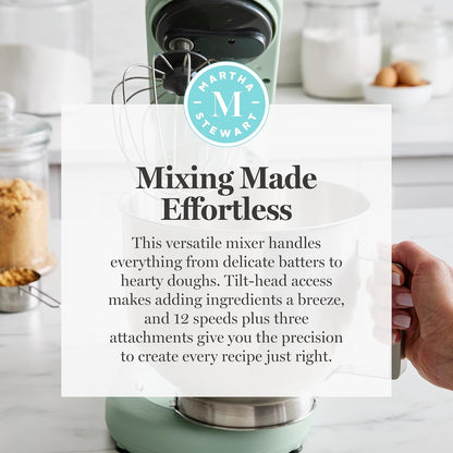 5.3QT Tilt Head Stand Mixer, 12 Speeds, Stainless Steel Bowl