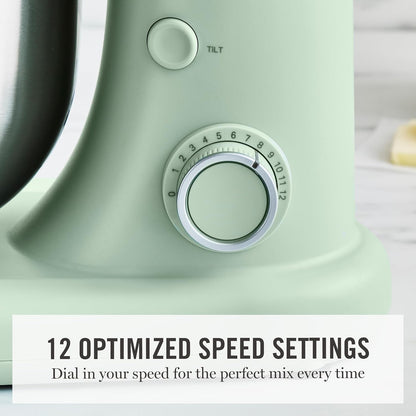 5.3QT Tilt Head Stand Mixer, 12 Speeds, Stainless Steel Bowl