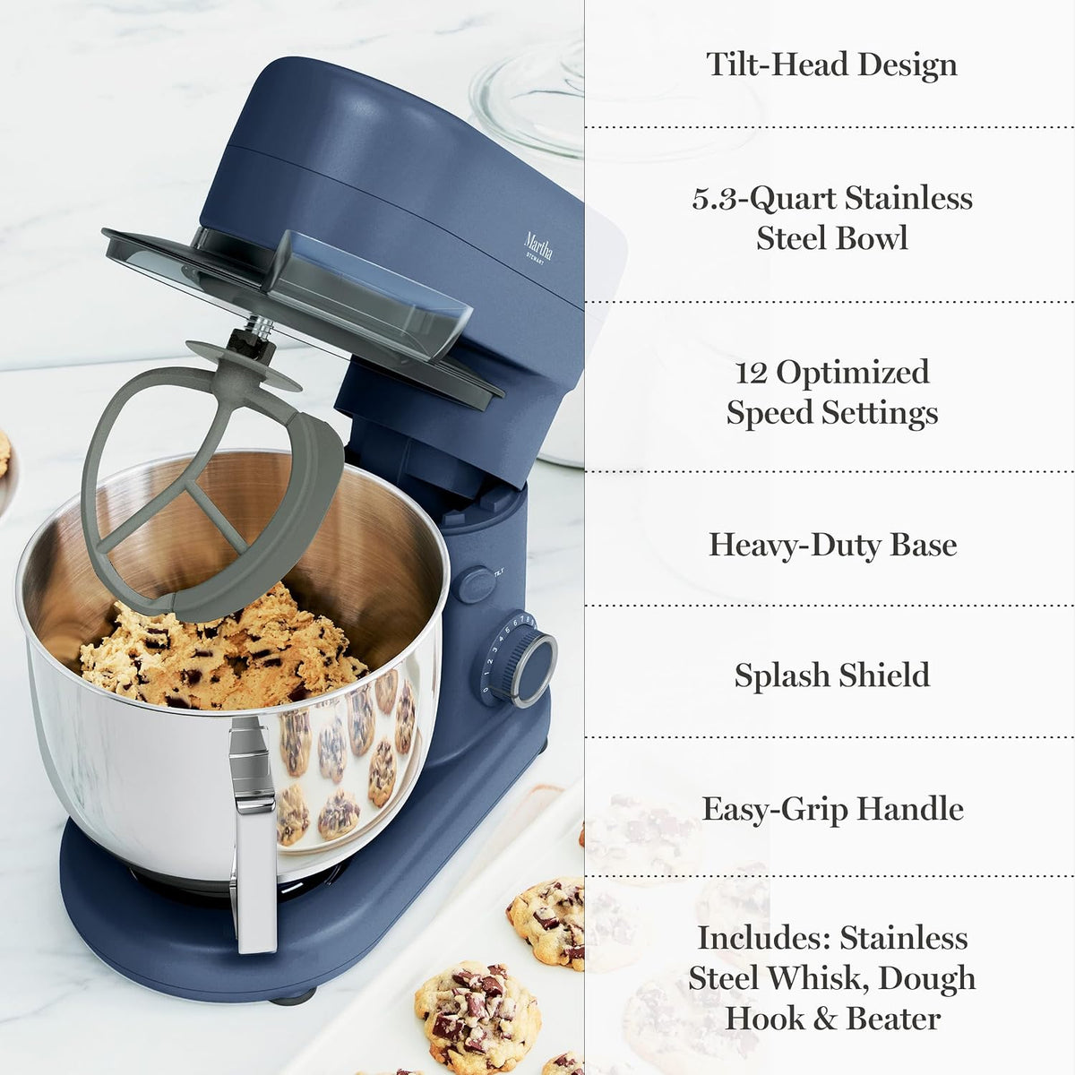 5.3QT Tilt Head Stand Mixer, 12 Speeds, Stainless Steel Bowl