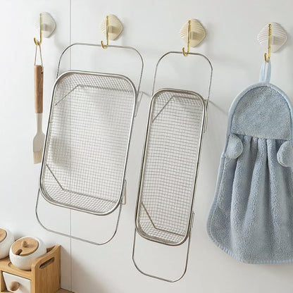 upgrade over the sink mesh colander expandable strainer stainless steel vegetable basket for kitchen sink (40 * 13 * 6.5cm)