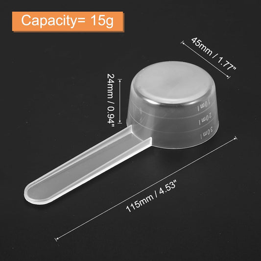 5Pcs Plastic Measuring Spoons 15g/30ml Table Spoon Powder Scoops Spoon for Measuring Coffee Protein Powder Spices, Clear