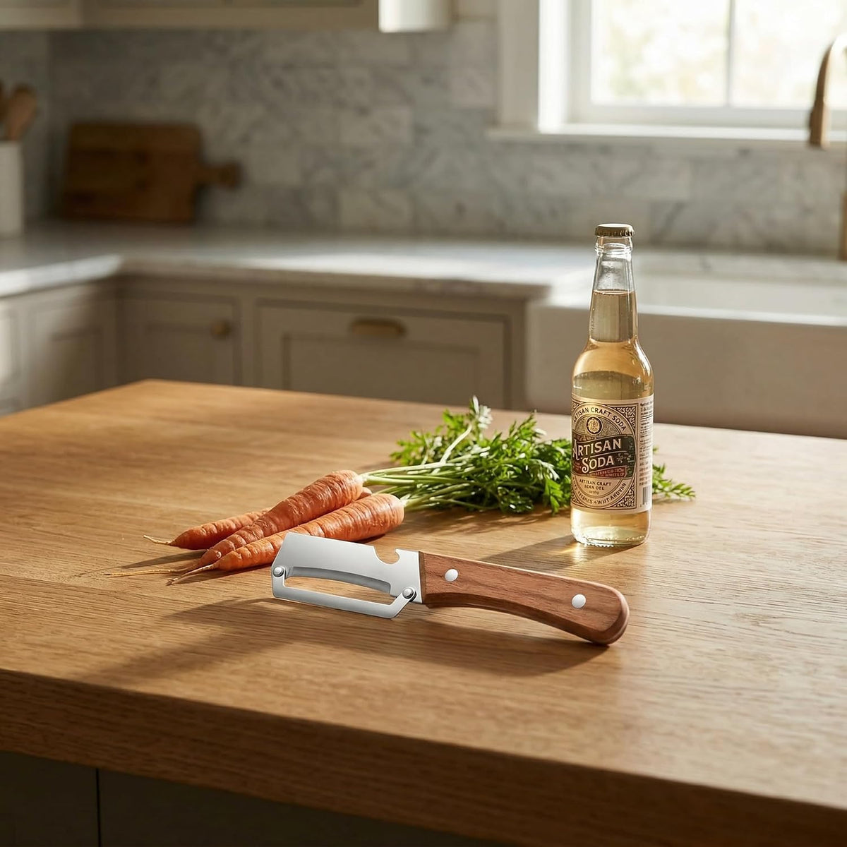 2026New Multi-function Vegetable Peeler, Kitchen Multi-function Stainless Steel Thickened Fruit Peeler Knife with Wooden Handle 2-1Suitable for Peeling Vegetable Fruits (2PCS)