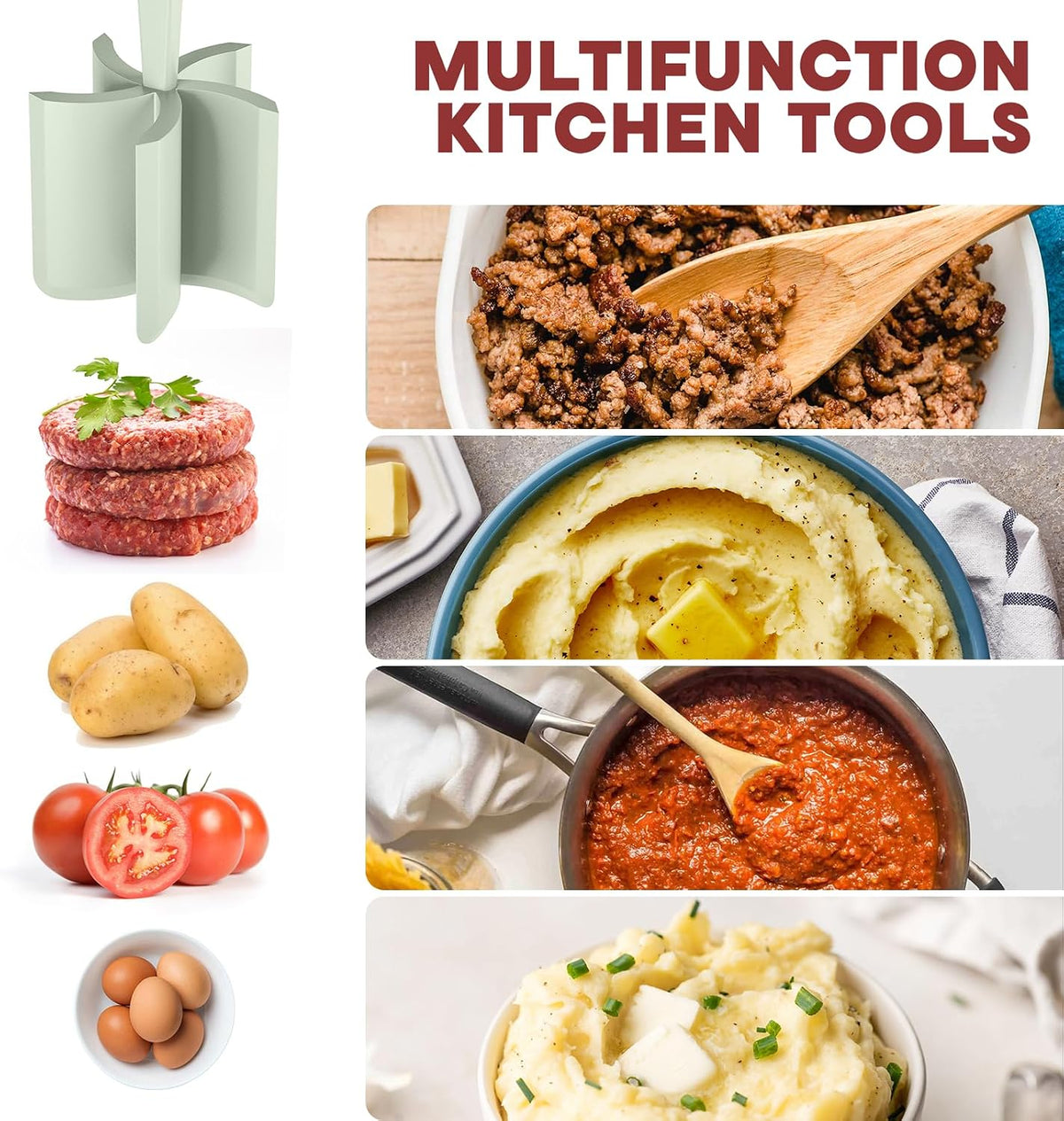 Meat Chopper Hamburger Grinder, Kitchen Smasher for Ground Beef