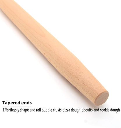 16 inches Beech Wooden French Rolling Pin for Baking and Pastry