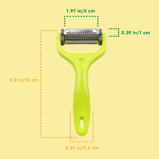 Y Shape 3-in-1 Serrated, Straight, Julienne Swiveled Multi-Blade Peeler - Green - 1 Peeler