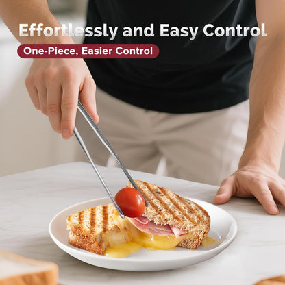 Precise Serrated Non-Slip Tips Cooking Tongs 2 Set (11.5" & 13.5") | Durable 18/8 Stainless Steel Metal Tweezers Tongs, Lightweight Easy Control for Frying, Plating, BBQ, Easy to Care & Clean
