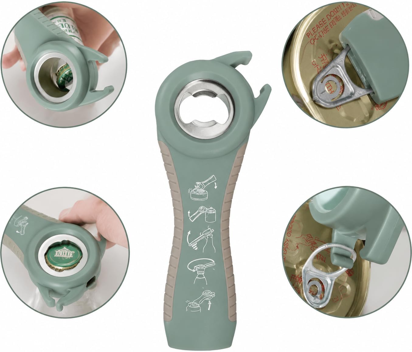 Opener | 5-in-1 Non-Slip Bottle Opener for Weak hands, Seniors with Arthritis and Anyone with Low Strength, featuring a leverage opener, a can opener, and a wine bottle opener