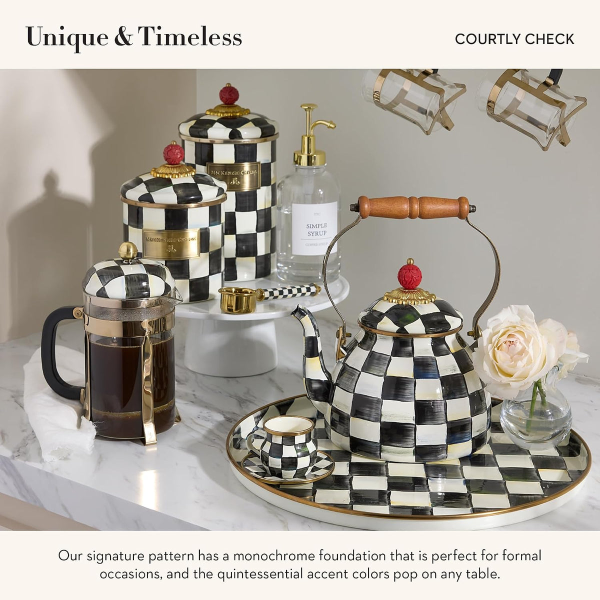 Supper Club Coffee Scoop, Black-and-White Courtly Check