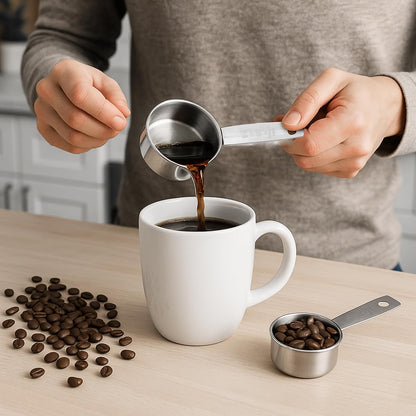 4 Pcs 1/4 Cup Measuring Cup, 60 ml Stainless Steel Measuring Cups Inner Scale Metal Liquid Measure Scoop 2 oz Cups for Coffee, Cooking, Baking, Kitchen Wet and Dry Ingredients, Dishwasher Safe
