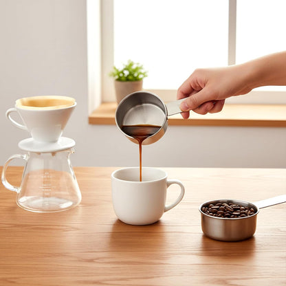 4 Pcs 1/4 Cup Measuring Cup, 60 ml Stainless Steel Measuring Cups Inner Scale Metal Liquid Measure Scoop 2 oz Cups for Coffee, Cooking, Baking, Kitchen Wet and Dry Ingredients, Dishwasher Safe